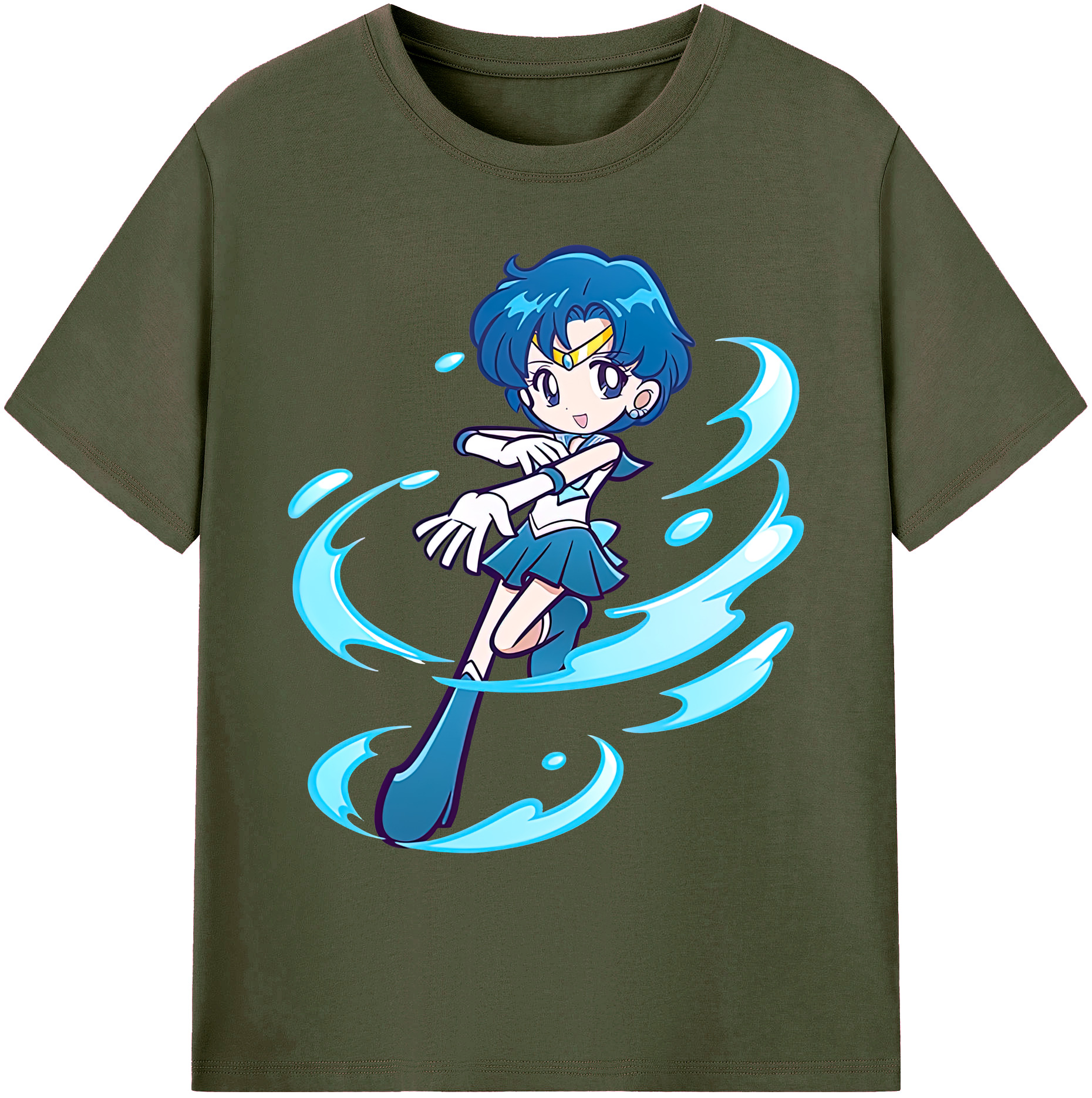 （画像用） 美少女戦士セーラームーン 水野 亜美 みずの あみ Sailor Moon Mizuno Ami 綿100％ メンズ半袖Tシャツ｜肌触りやわらか＆通気性